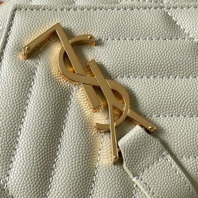 Saint Laurent grey grain de poudre textured leather envelope chain bag — 5
