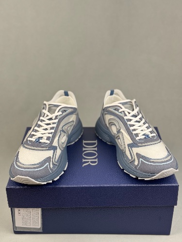 Dior B30 sneakers in blue technical mesh and grey — 4