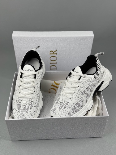 Dior Chrono Sneakers in white mesh with leather panels
