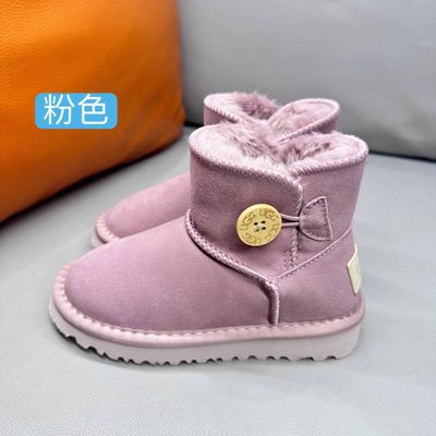 UGG-style kids' button-detail sheepskin ankle boots — 3