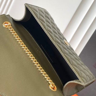 Saint Laurent grey grain de poudre textured leather envelope chain bag — 8