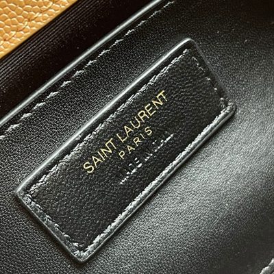 Saint Laurent grey grain de poudre textured leather envelope chain bag — 9