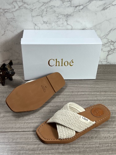 Chloé Woody crochet woven flat slide sandals — 4