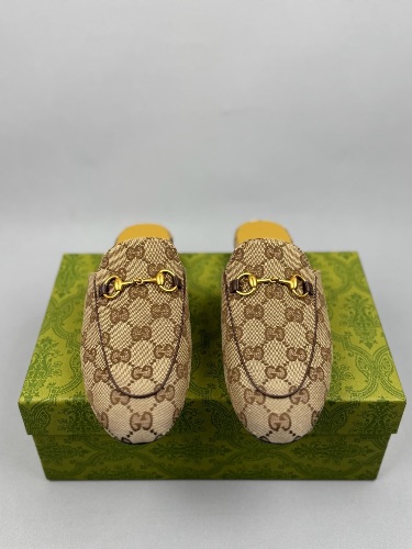 Gucci Princetown canvas mules in beige and ebony — 3