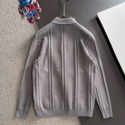 Burberry long-sleeve cable-knit polo sweater — 9