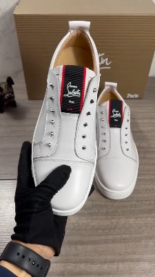 Christian Louboutin F.A.V Fique A Vontade white leather slip-on sneakers — 5