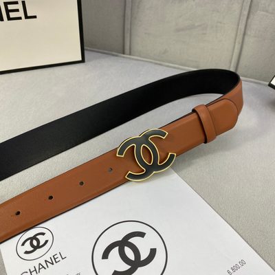 Chanel belt features a distinctive black and silver CC logo buckle — 5
