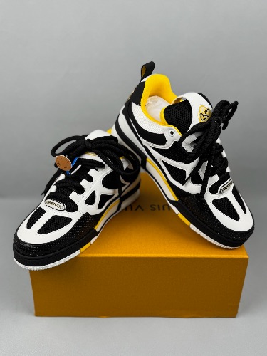 Louis Vuitton LV Skate Sneakers in a white, black, and yellow colorway — 4