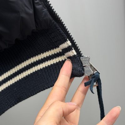 Moncler Navy Paneled Down Cardigan — 7