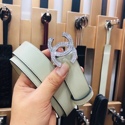 Chanel belt features a distinctive double-C buckle — 3