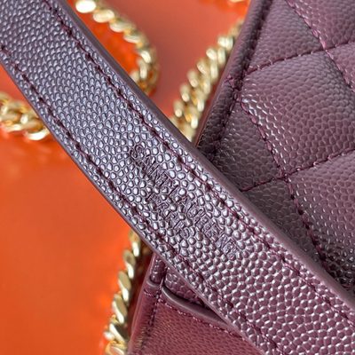 Saint Laurent grey grain de poudre textured leather envelope chain bag — 9