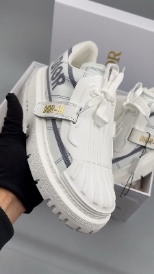 Christian Dior White and French Blue Technical Fabric Dior-ID sneakers — 5