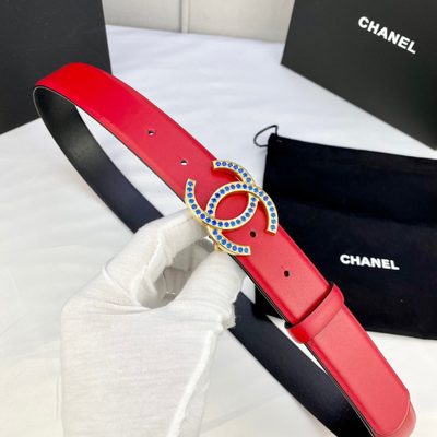 CHANEL Red Patent Leather CC Logo Belt — 6