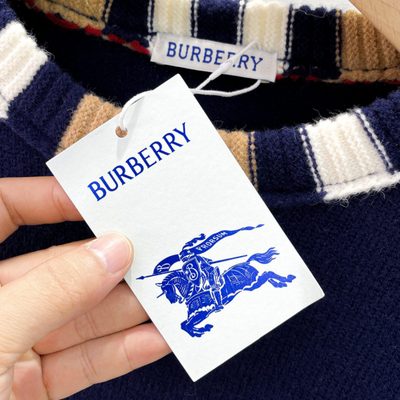 Burberry Checked Jacquard-Trimmed Wool Sweater — 6