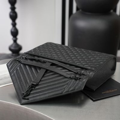 Saint Laurent So Black Mixed Matelassé Envelope Bag — 7