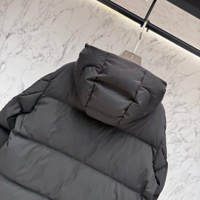 Moncler black Avioth or Bretagne hooded mid-length down jacket — 8