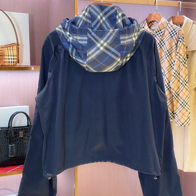 Burberry Cropped Reversible Check Hooded Jacket — 5