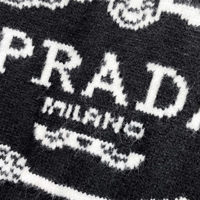 Prada black cable-knit crewneck sweater — 6