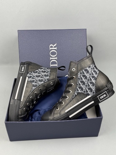 Dior B23 high-top sneakers in black canvas oblique