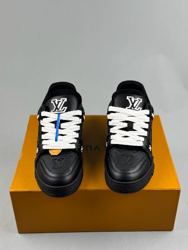 Louis Vuitton trainers in black monogram-embossed grained calf leather — 3