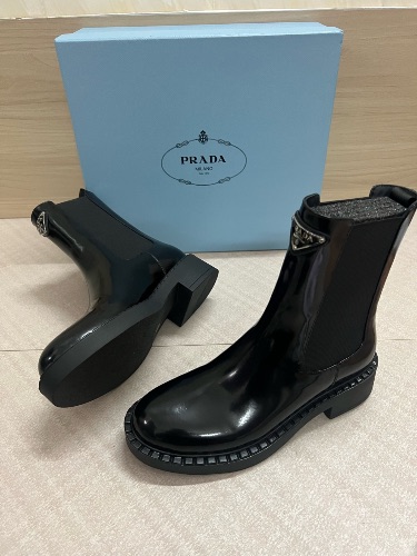 Prada Brushed Leather Chelsea boots in black