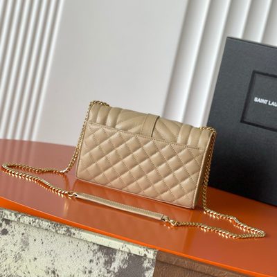 Saint Laurent grey grain de poudre textured leather envelope chain bag — 3