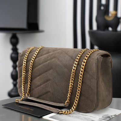 Saint Laurent Loulou Matelassé Suede Shoulder Bag — 7