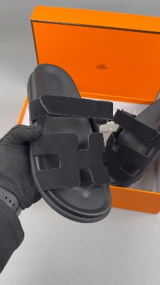 Hermès Chypre sandals in black calfskin leather — 5