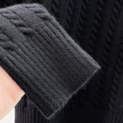 Prada black cable-knit crewneck sweater — 9