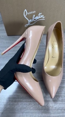 Christian Louboutin nude patent leather Kate 100 mm stiletto pumps — 5