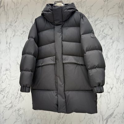 Moncler black Avioth or Bretagne hooded mid-length down jacket — 5