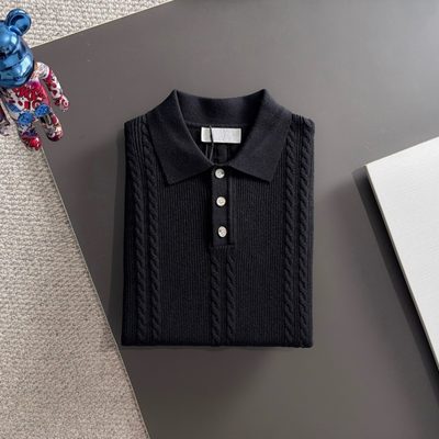 Burberry long-sleeved cable-knit polo sweater — 8