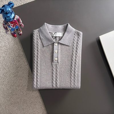 Burberry long-sleeved cable-knit polo sweater — 8