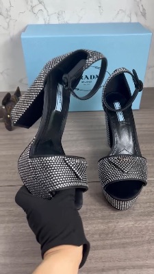 Prada 135mm Crystal-Embellished Platform Sandals — 5