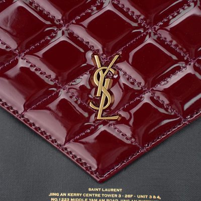 Saint Laurent Paris Matelassé Patent-Leather Clutch — 3