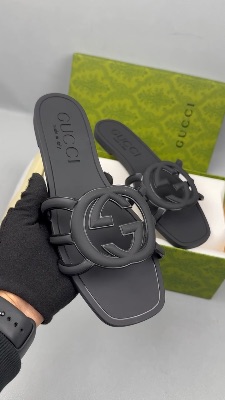Gucci Palma rubber slide sandals in black — 5