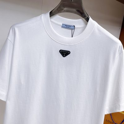 Prada white triangle-logo cotton T-shirt — 3