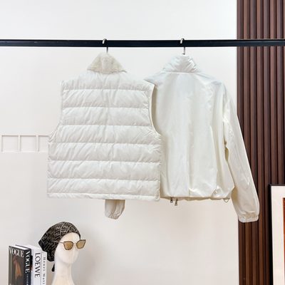 Moncler outerwear pieces, including a quilted down gilet (vest) with a fur-trimmed or high collar an — 4