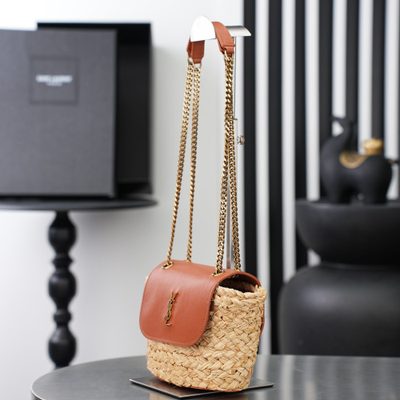 Saint Laurent Manon Mini Raffia and Leather Shoulder Bag — 4