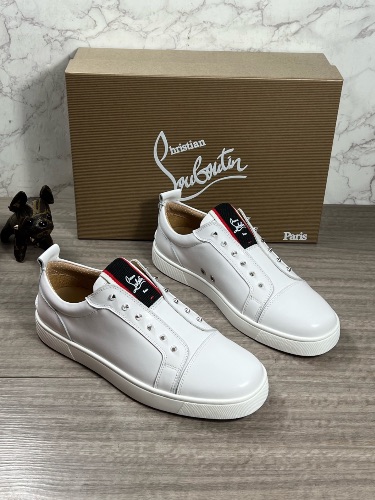 Christian Louboutin F.A.V Fique A Vontade white leather slip-on sneakers