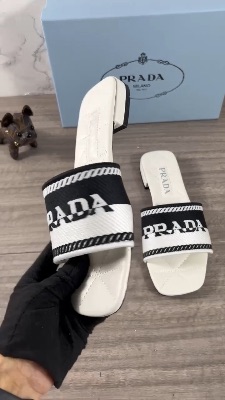 Prada Logo Embroidered Sandals — 5