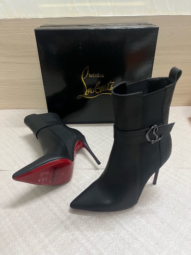 Christian Louboutin black leather CL Chelsea ankle boots