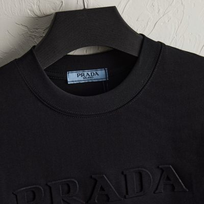 Prada Raised-Logo Cotton T-shirt — 3