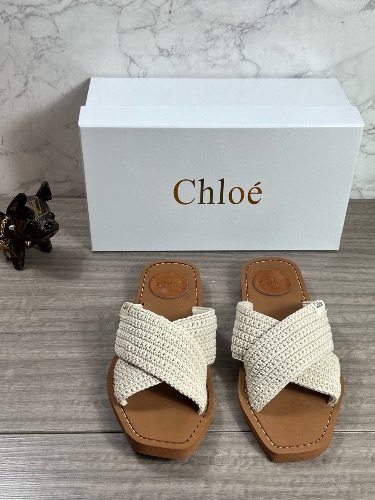 Chloé Woody crochet woven flat slide sandals — 3