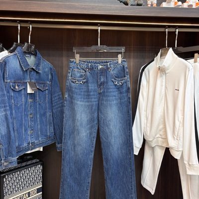 Gucci blue denim trucker jacket and matching relaxed-fit blue jeans — 3