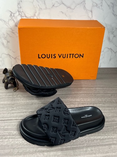 Louis Vuitton Black Pool Pillow slides