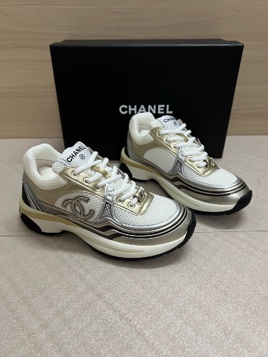 Chanel CC Runner sneakers in white, gold, and silver — 4