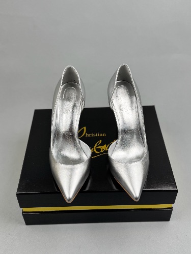 Christian Louboutin Miss Z 100 silver metallic leather pumps — 3
