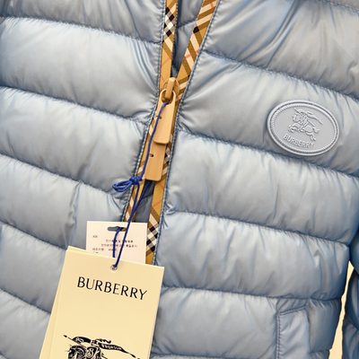 Burberry Kids Checker-tape Nylon Hooded Puffer Jacket — 5
