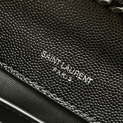 Saint Laurent grey grain de poudre textured leather envelope chain bag — 9